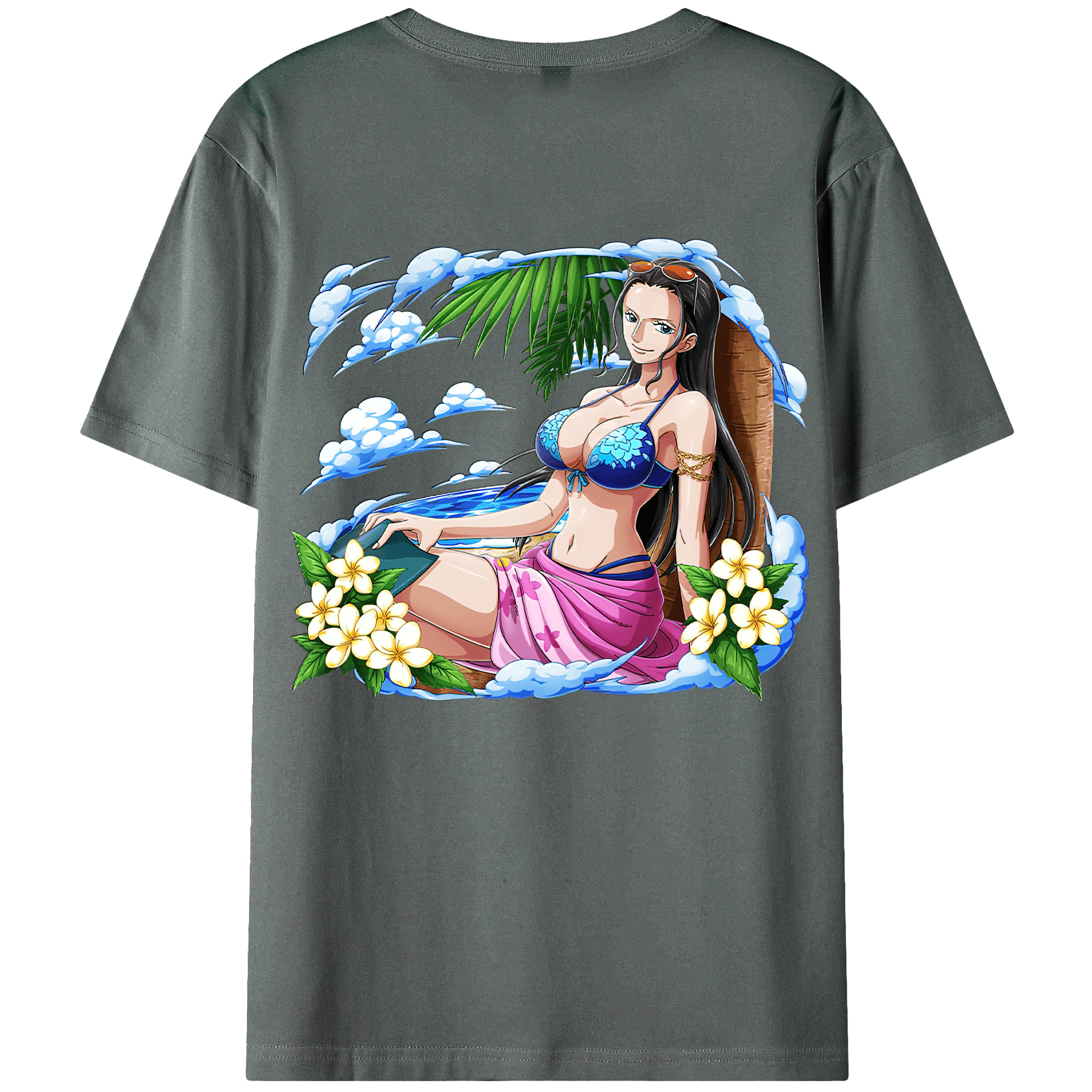 ワンピース ニコ・ロビン ONE PIECE Nico Robin 綿100％ メンズ半袖Tシャツ（バックプリント） 通気性
